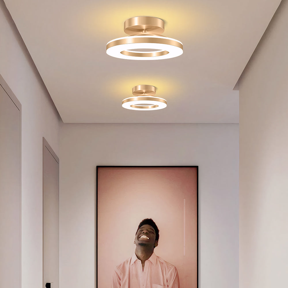 Elegant Modern Flush Mount Ceiling Light - Gold Iron LED Fixture Lighting