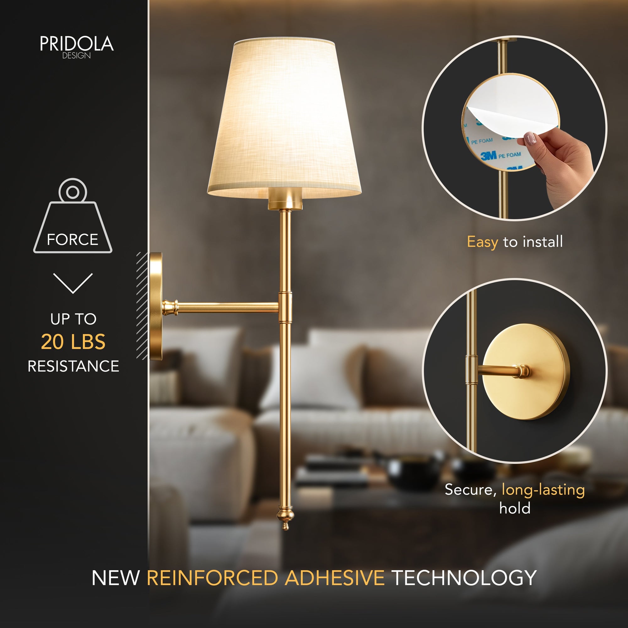 Wireless Peel and Stick Wall Sconces, Set of 2