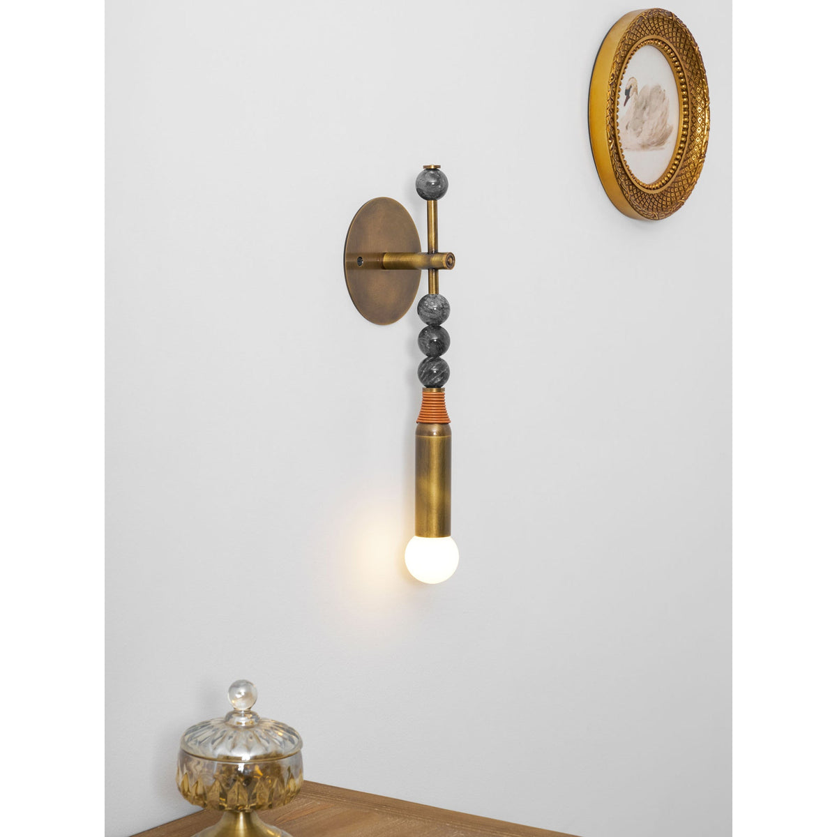 Toam Brass & Marble Wall Lamp