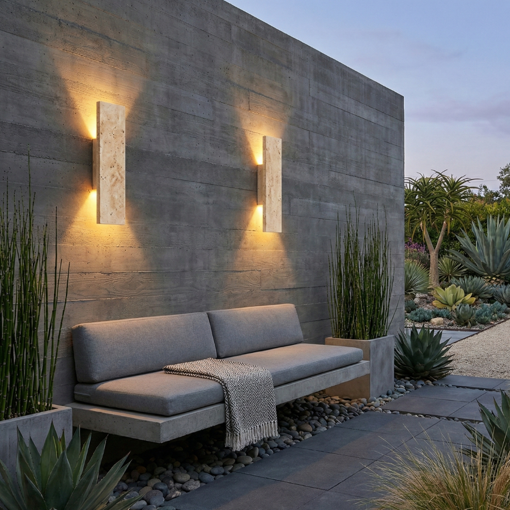 LED Outdoor Wall Sconce | Waterproof Natural Stone Light Fixture for Exterior Walls Outdoor Lighting