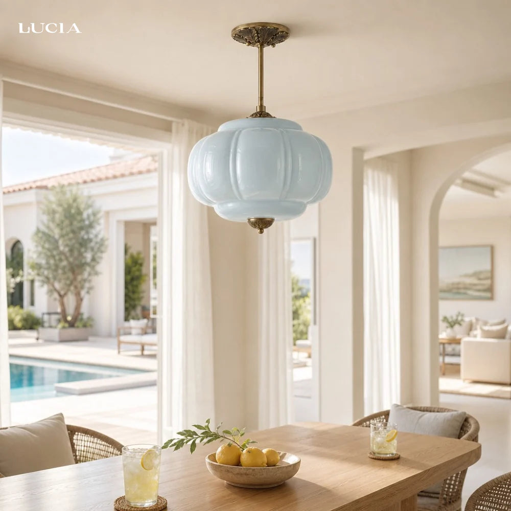 Lumi Ribbed Glass Pumpkin Pendant