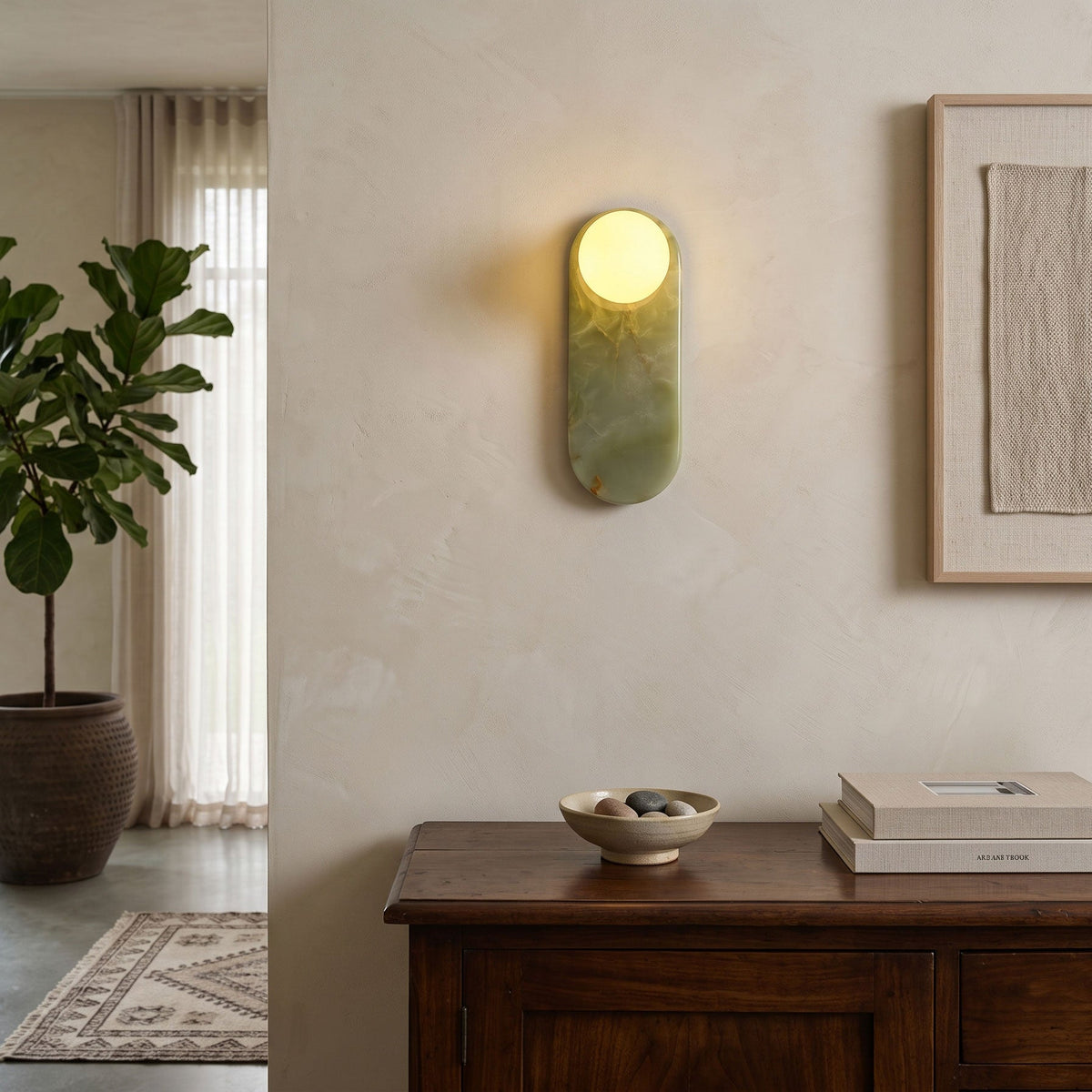 Lucie Onyx & Travertine Wall Lamp