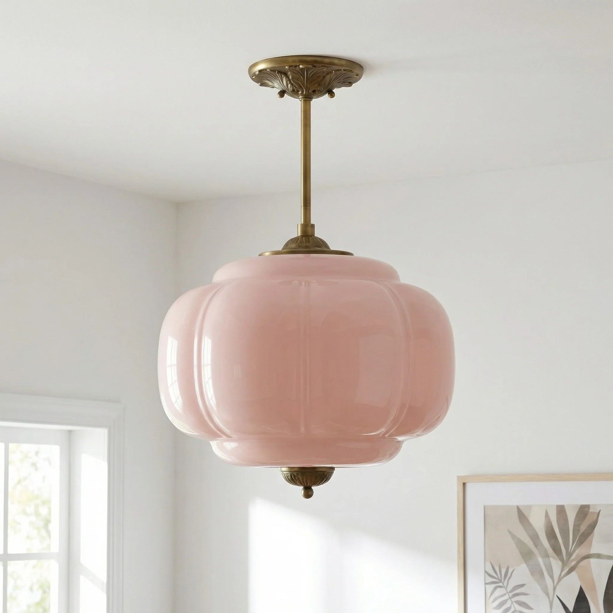 Lumi Ribbed Glass Pumpkin Pendant