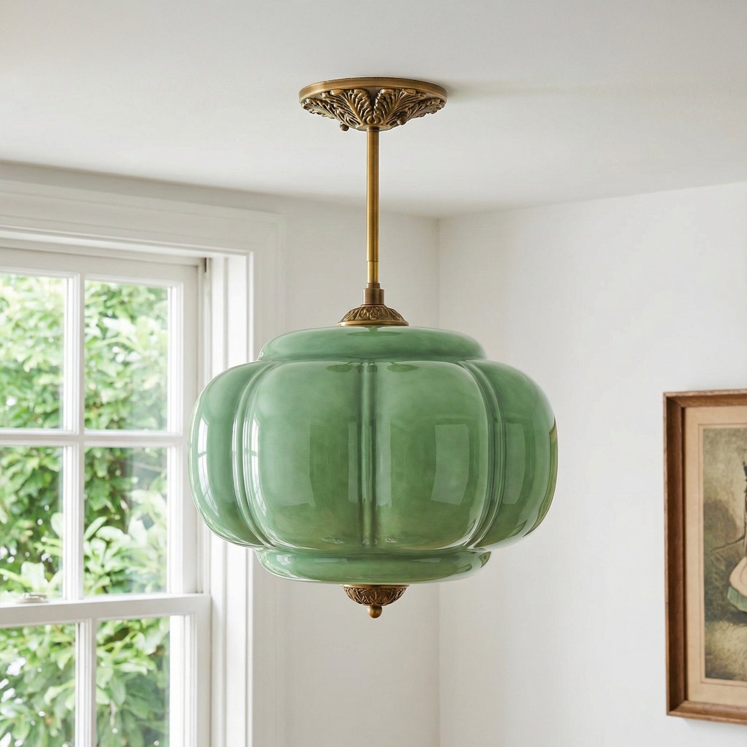 Lumi Ribbed Glass Pumpkin Pendant