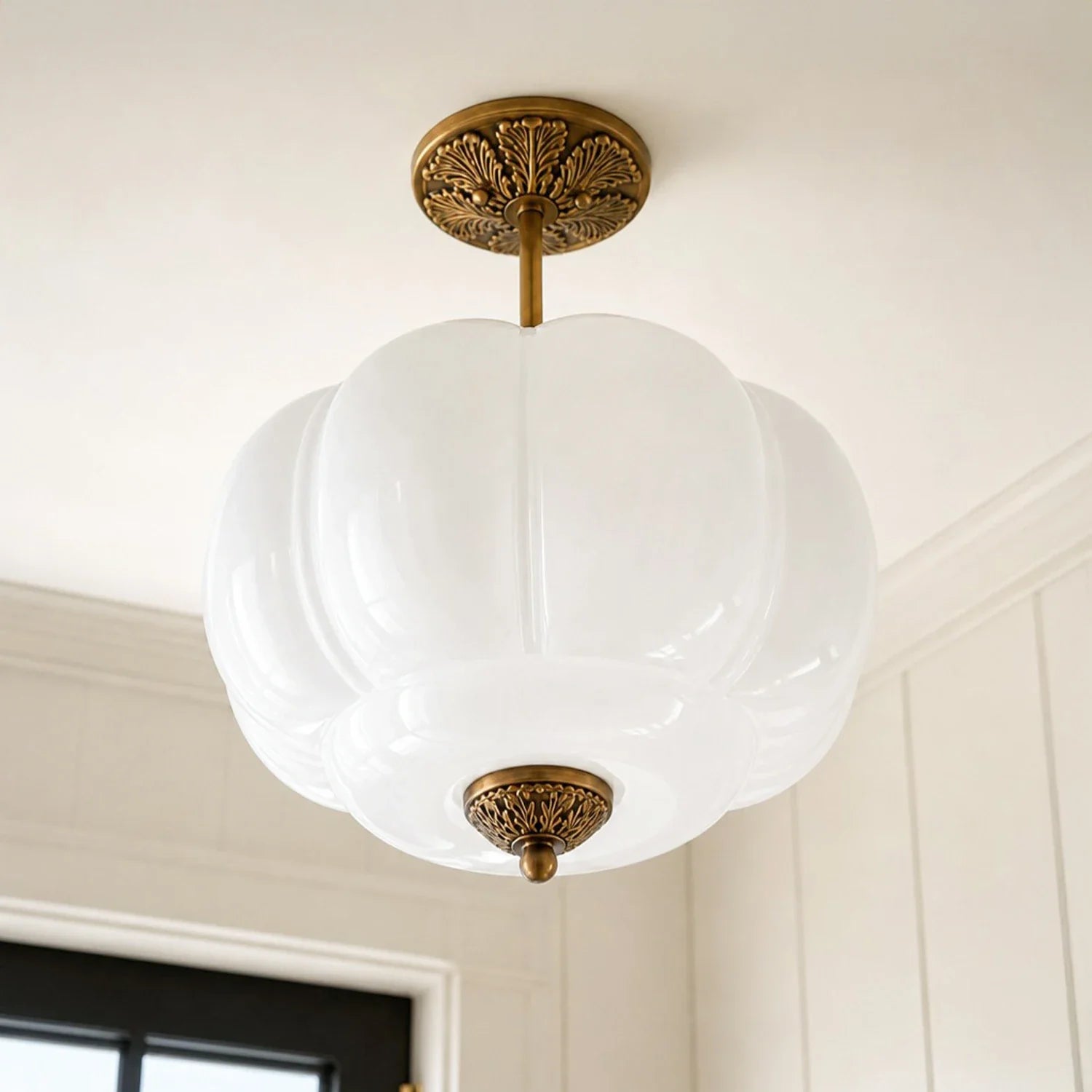 Lumi Ribbed Glass Pumpkin Pendant