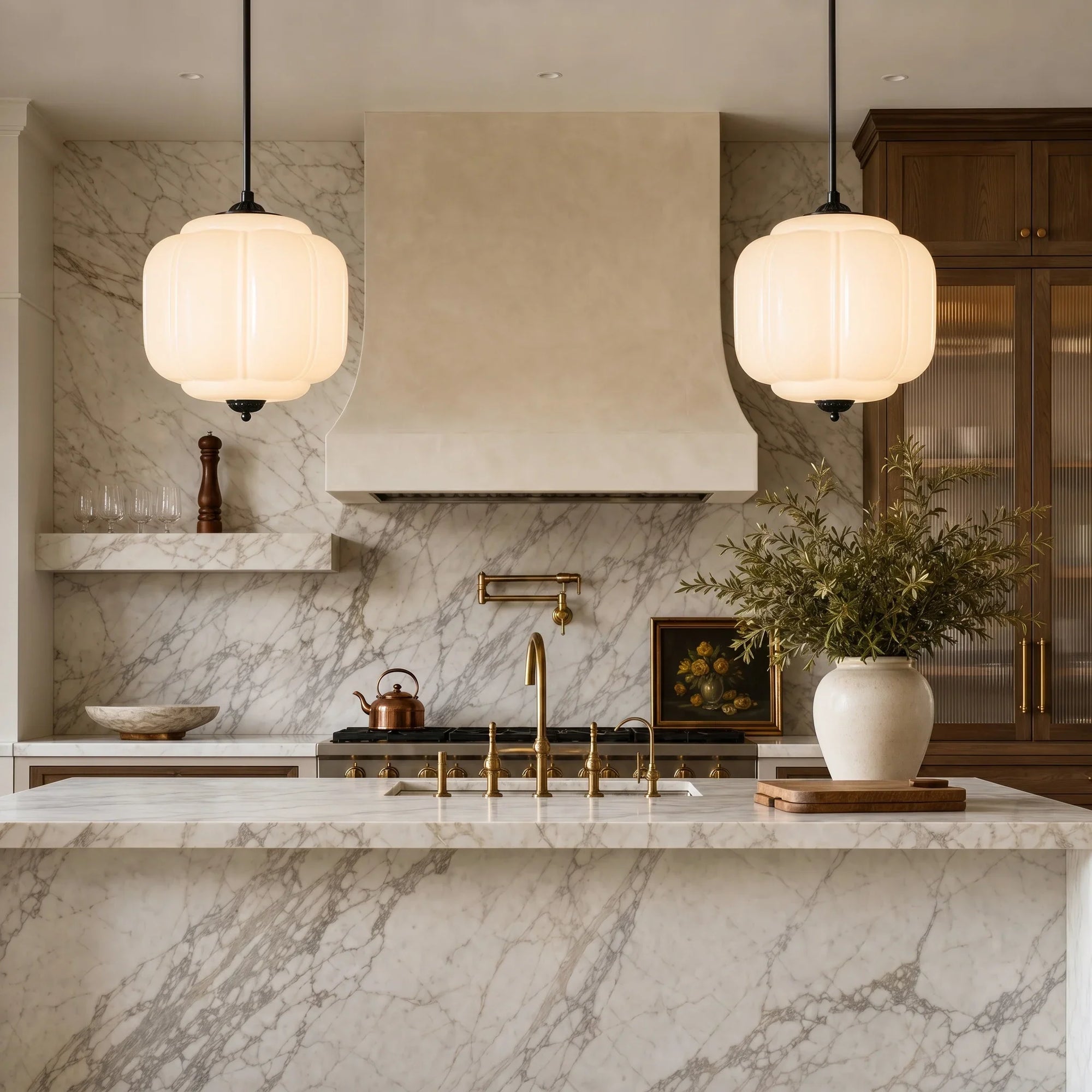 Lumi Vintage Milk Glass Eloise Pendant Light, 1-Light