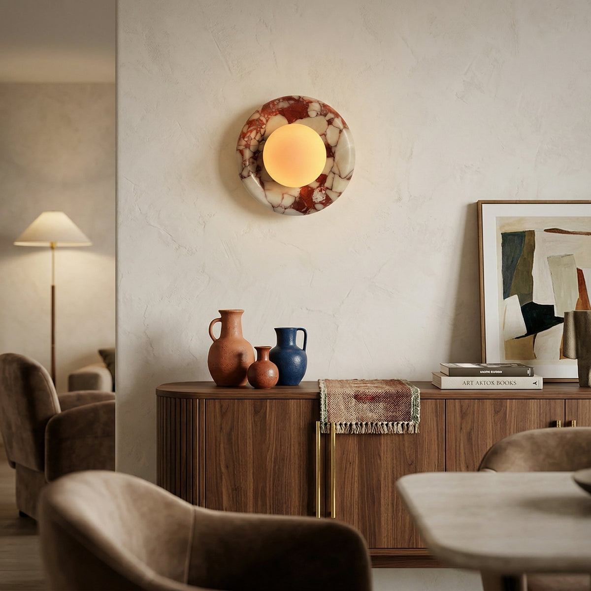 Orli Red Marble Wall Sconce