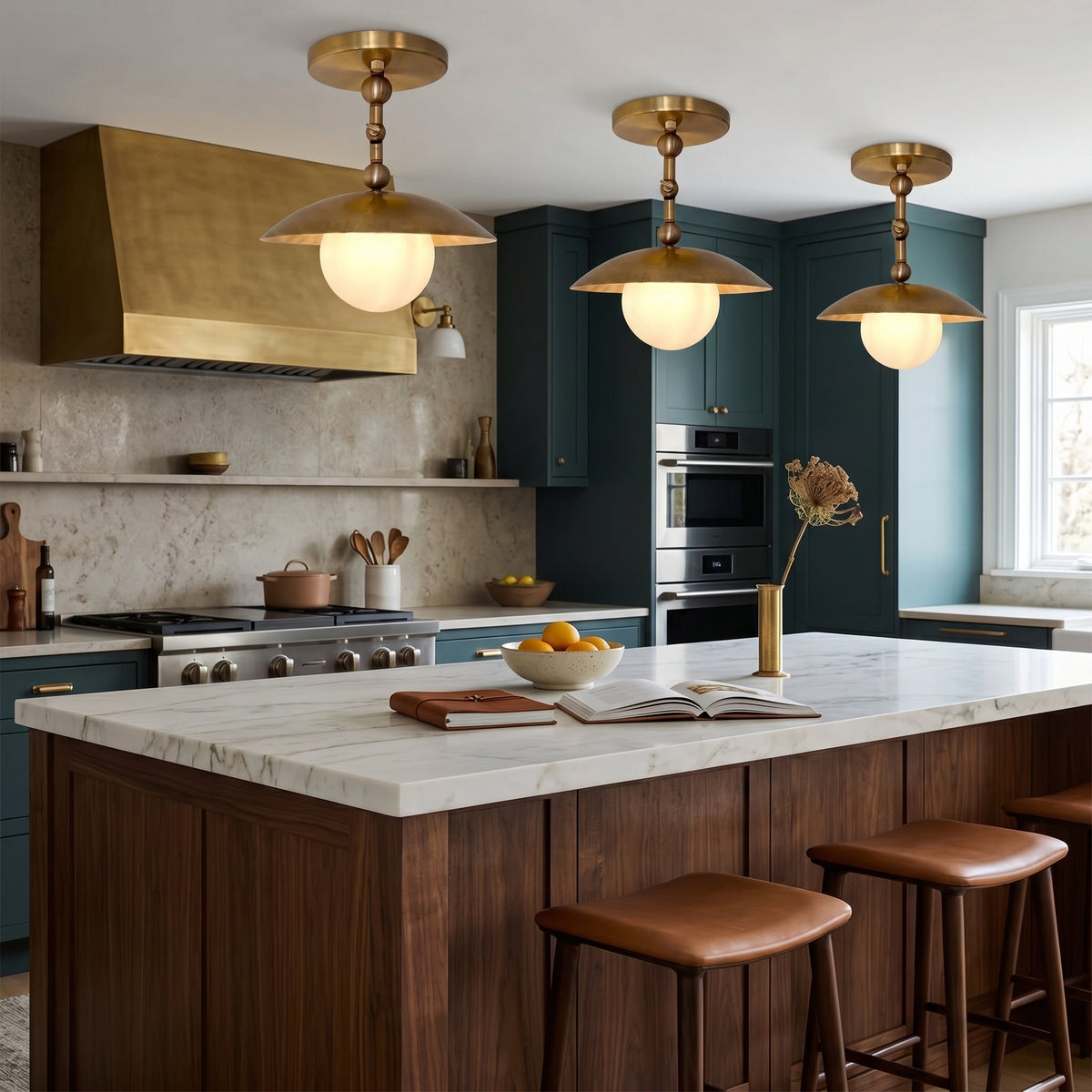 Marie Petite Brass Semi-Flush Ceiling Light