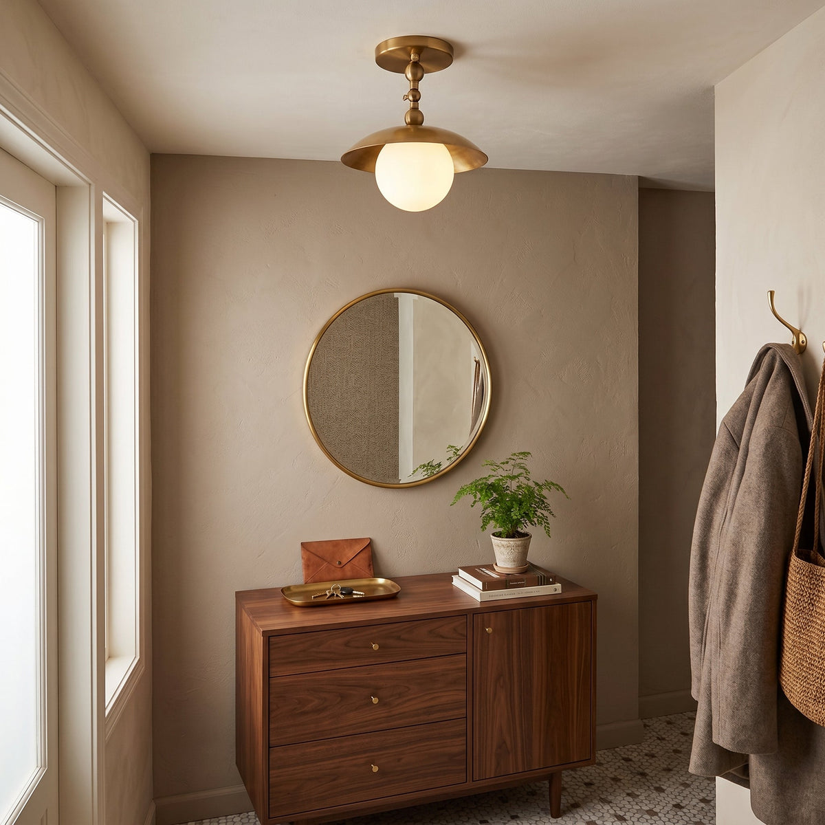 Marie Petite Brass Semi-Flush Ceiling Light