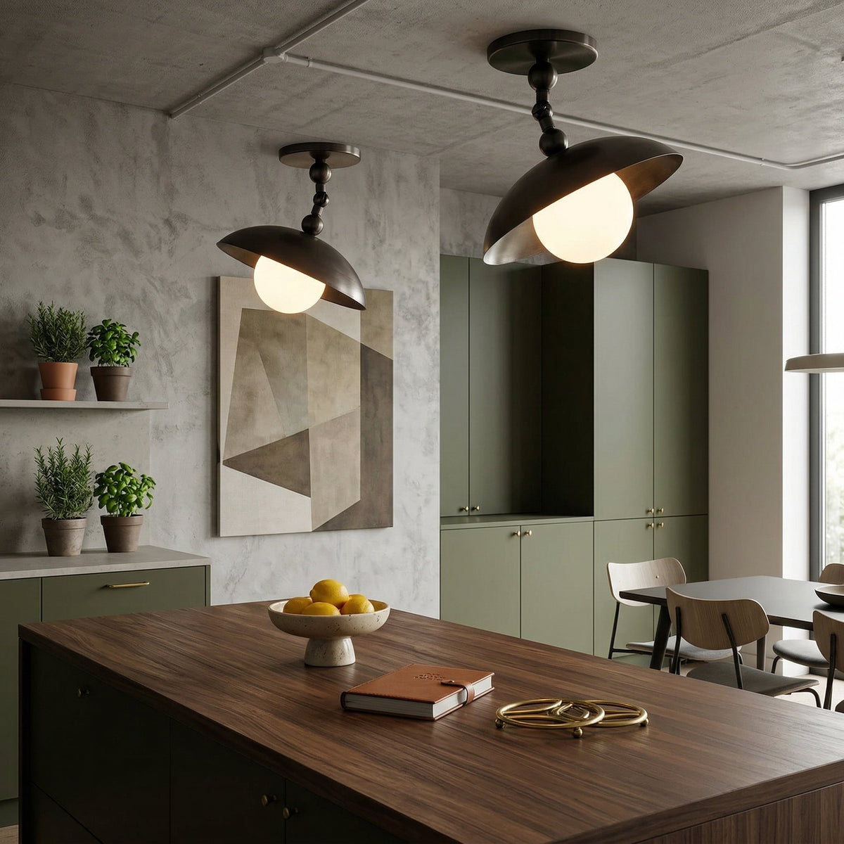 Marie Petite Brass Semi-Flush Ceiling Light