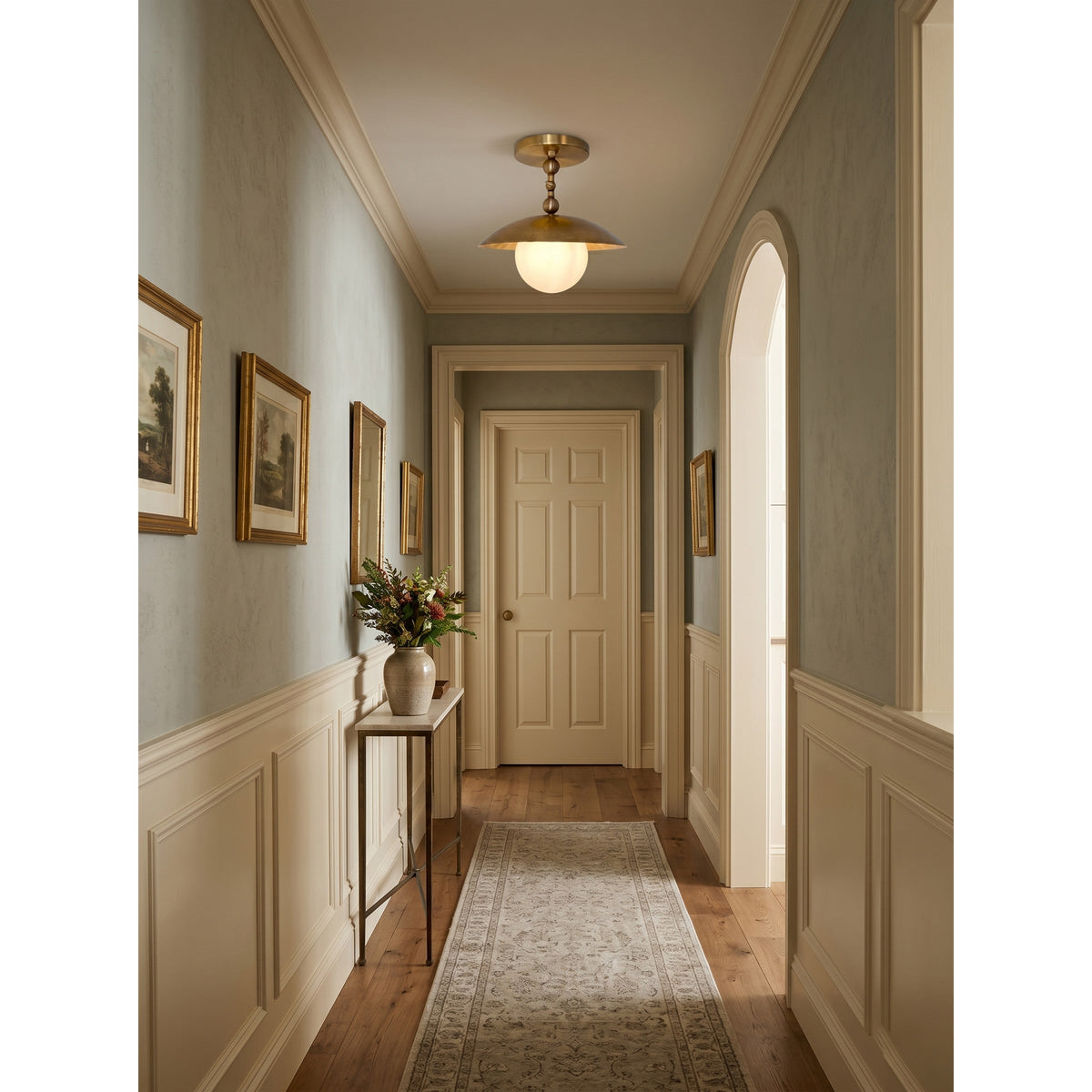 Marie Petite Brass Semi-Flush Ceiling Light
