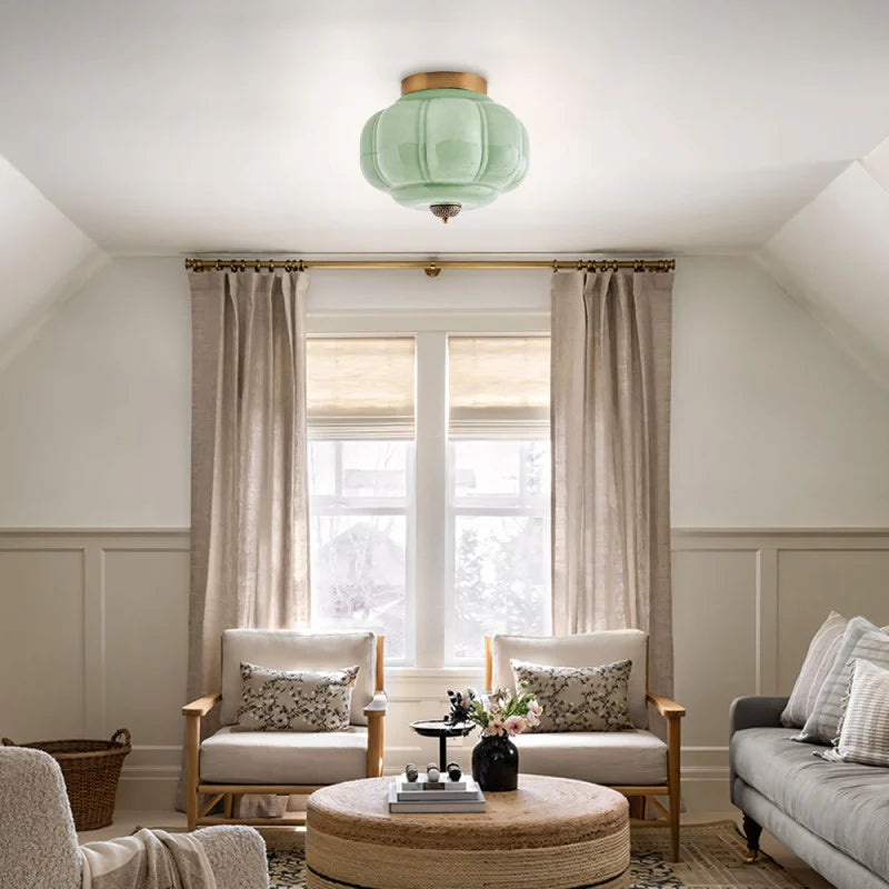 Lumi Milk Glass Pumpkin Ceiling Light, 3-Light