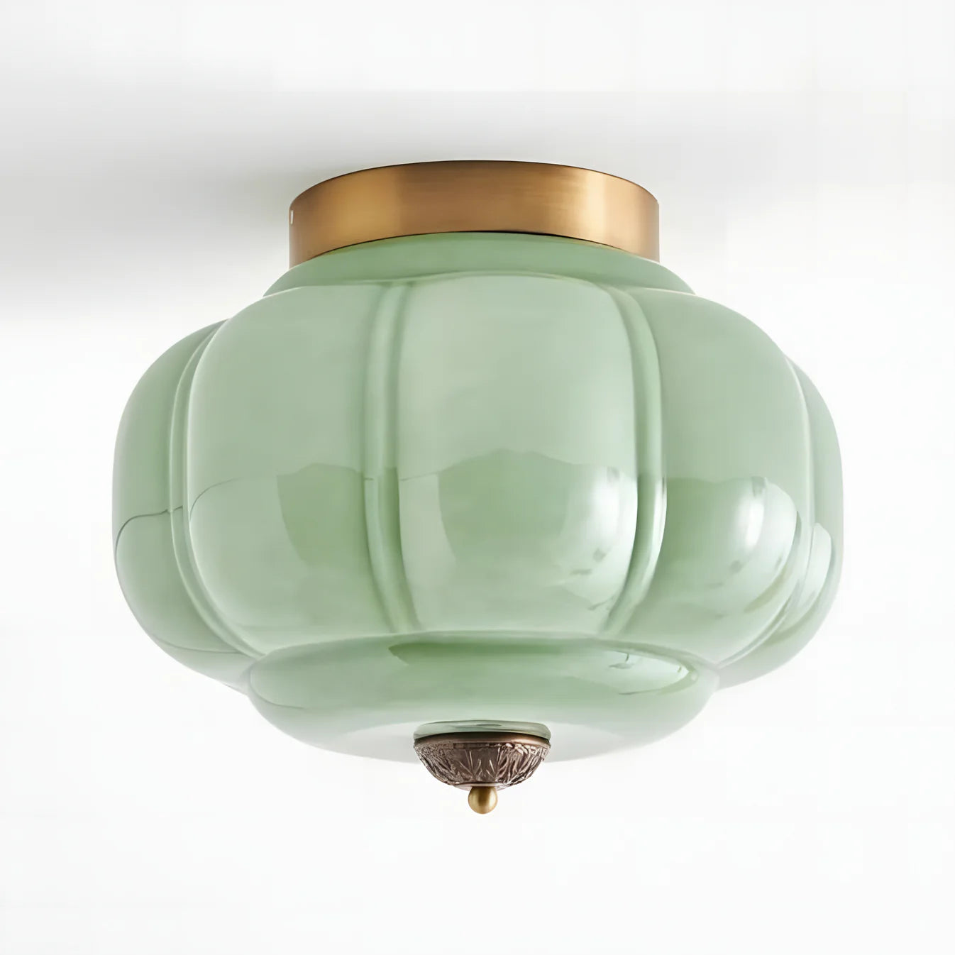 Lumi Milk Glass Pumpkin Ceiling Light, 3-Light