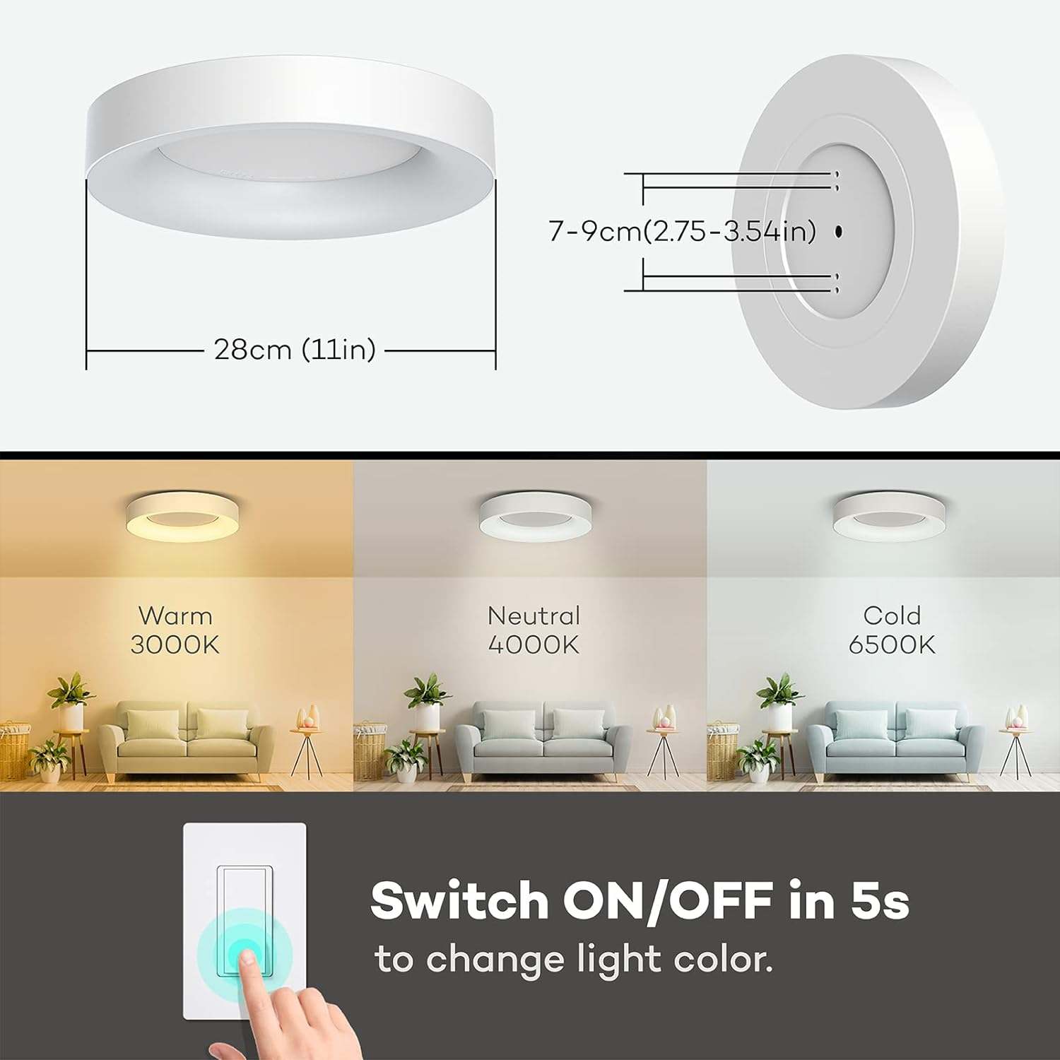 Modern LED Flush Mount Ceiling Light - Energy-Efficient Minimalist Design Ceiling Lights