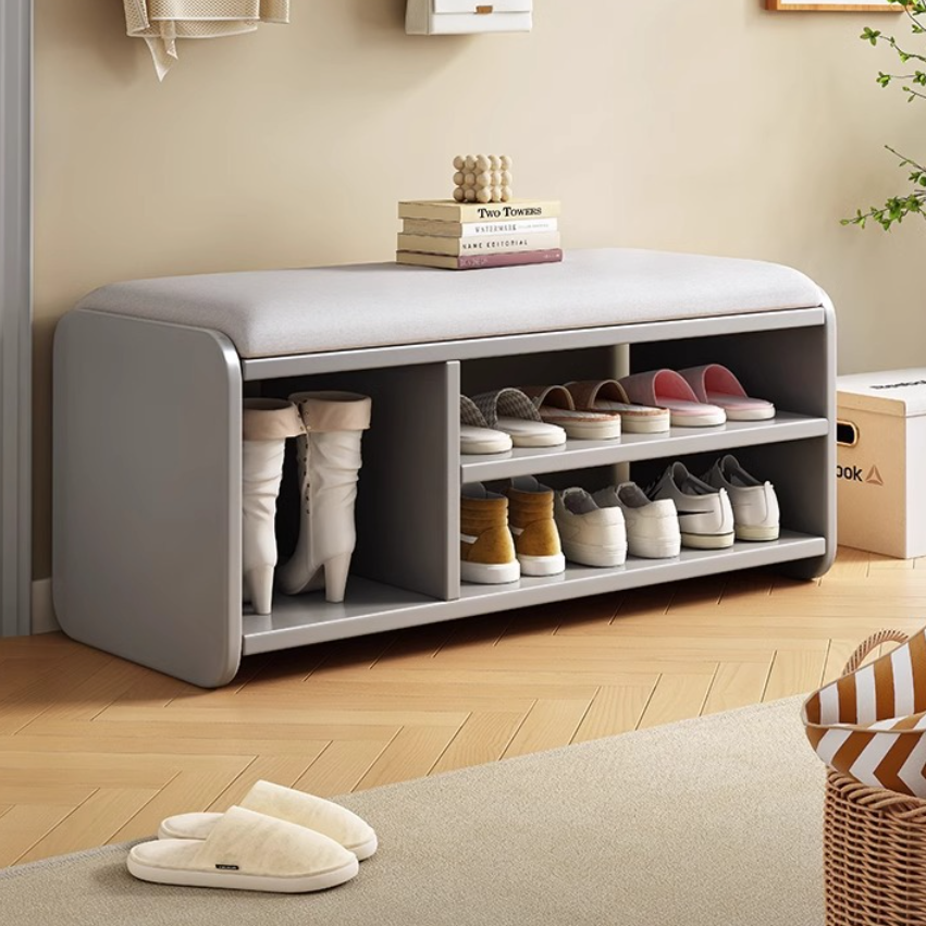 Modern Minimalist Shoe Rack Bench with Two-Tier Shoe Storage for Entryway Benches