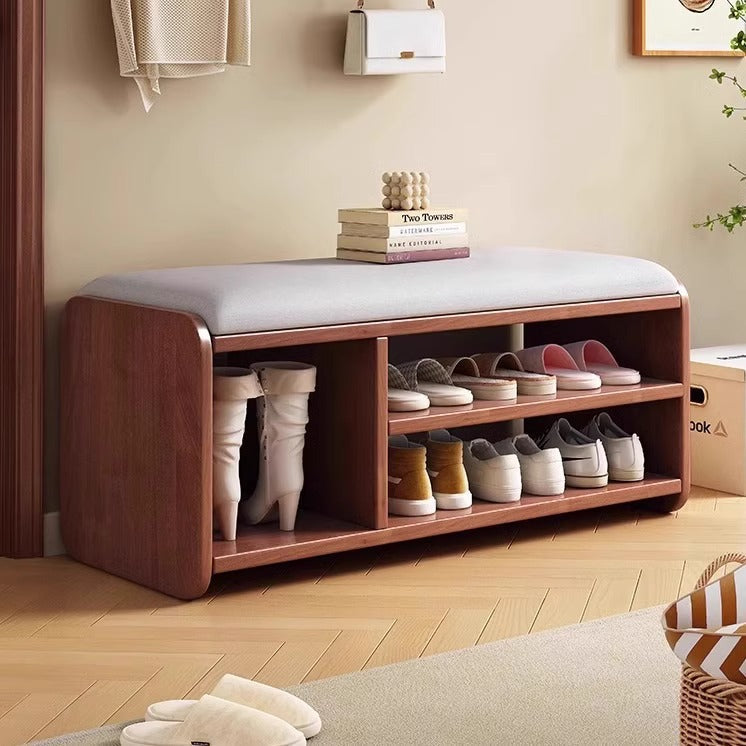 Modern Minimalist Shoe Rack Bench with Two-Tier Shoe Storage for Entryway Benches
