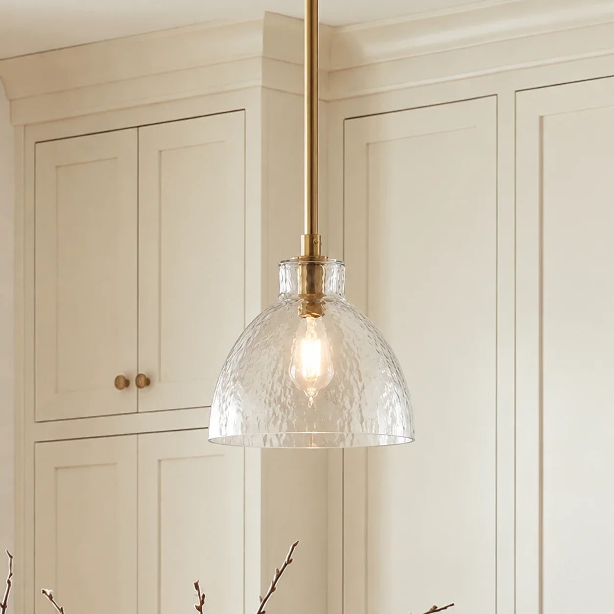 Ondine Hammered Glass Pendant Light, 8 to 17 in