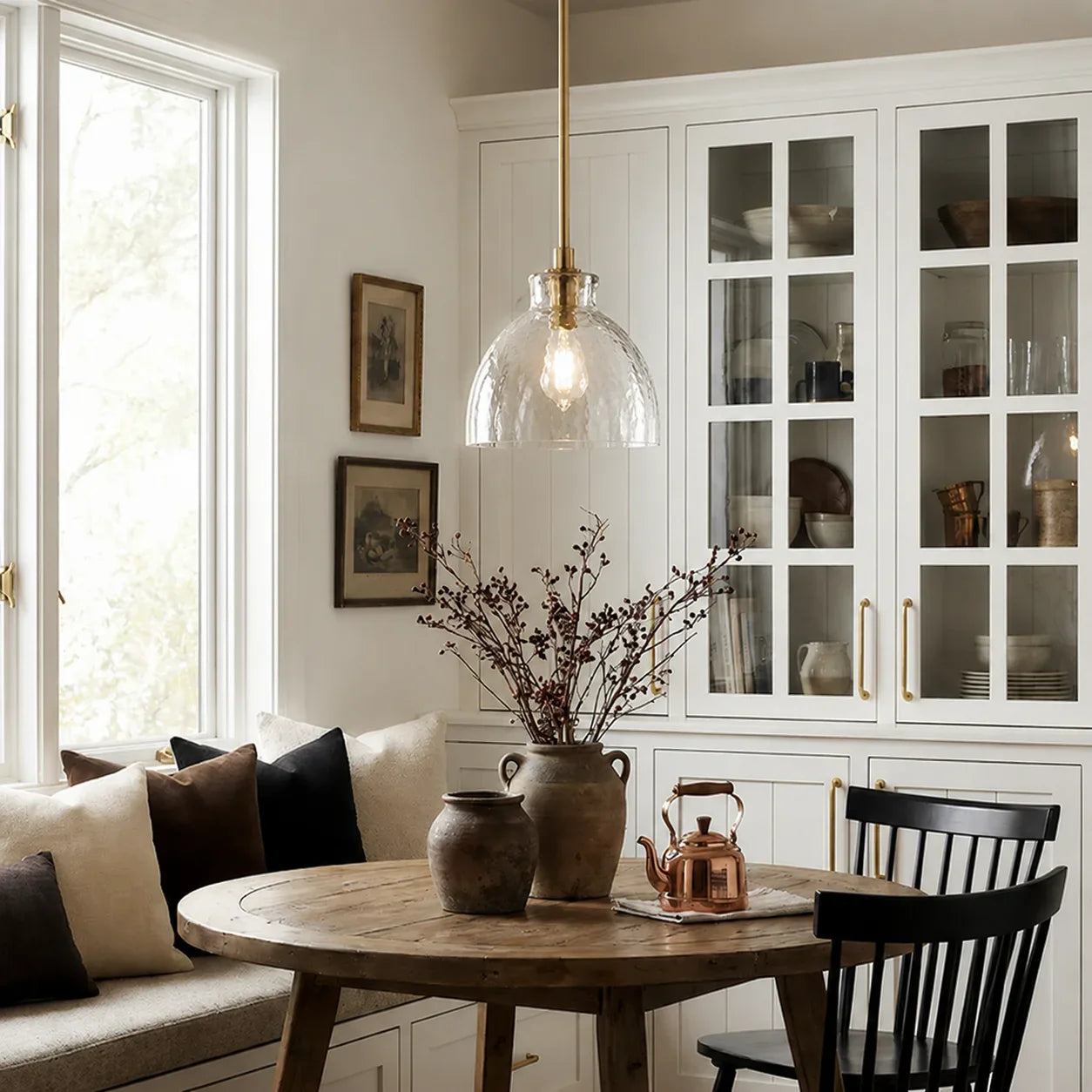 Ondine Hammered Glass Pendant Light, 8 to 17 in