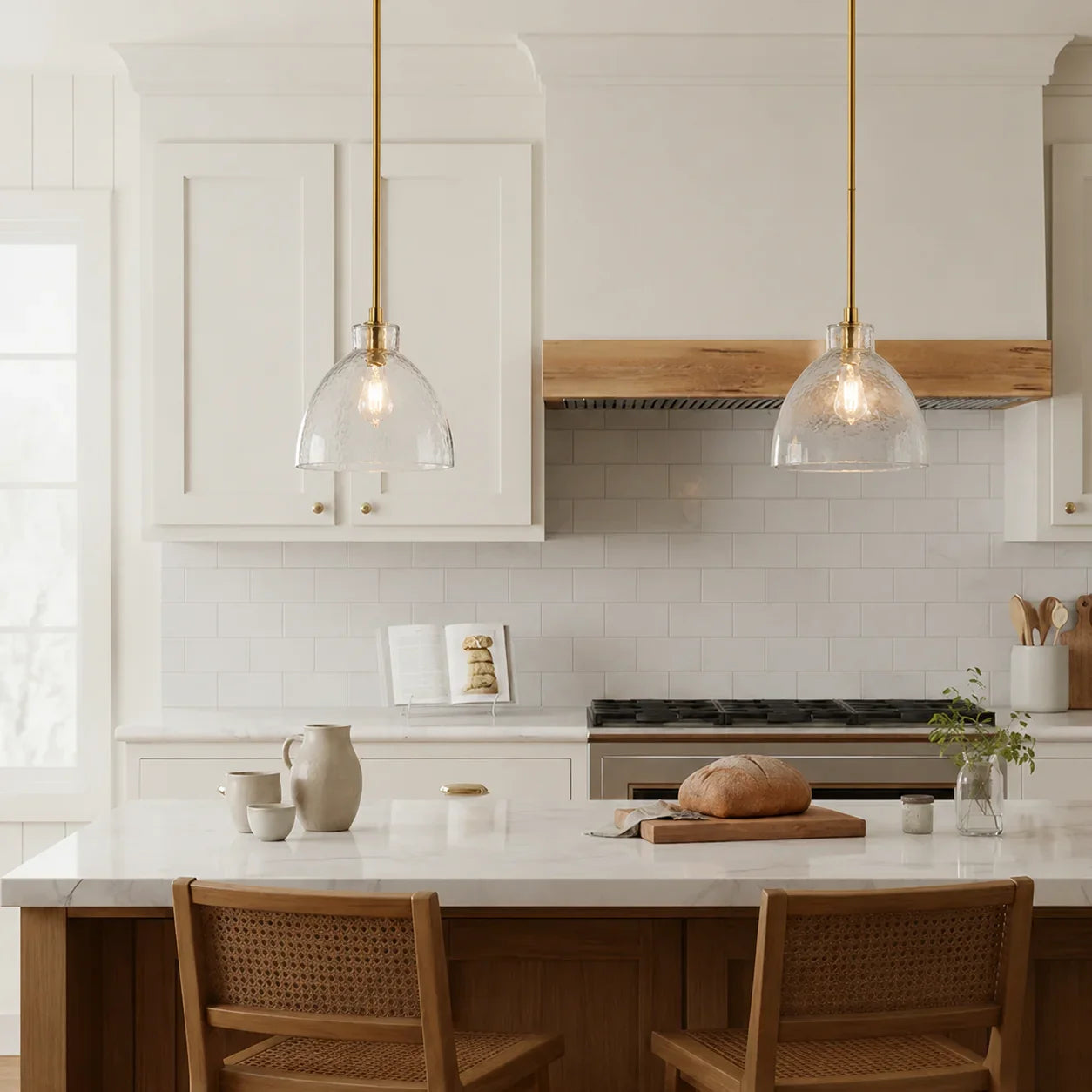 Ondine Hammered Glass Pendant Light, 8 to 17 in