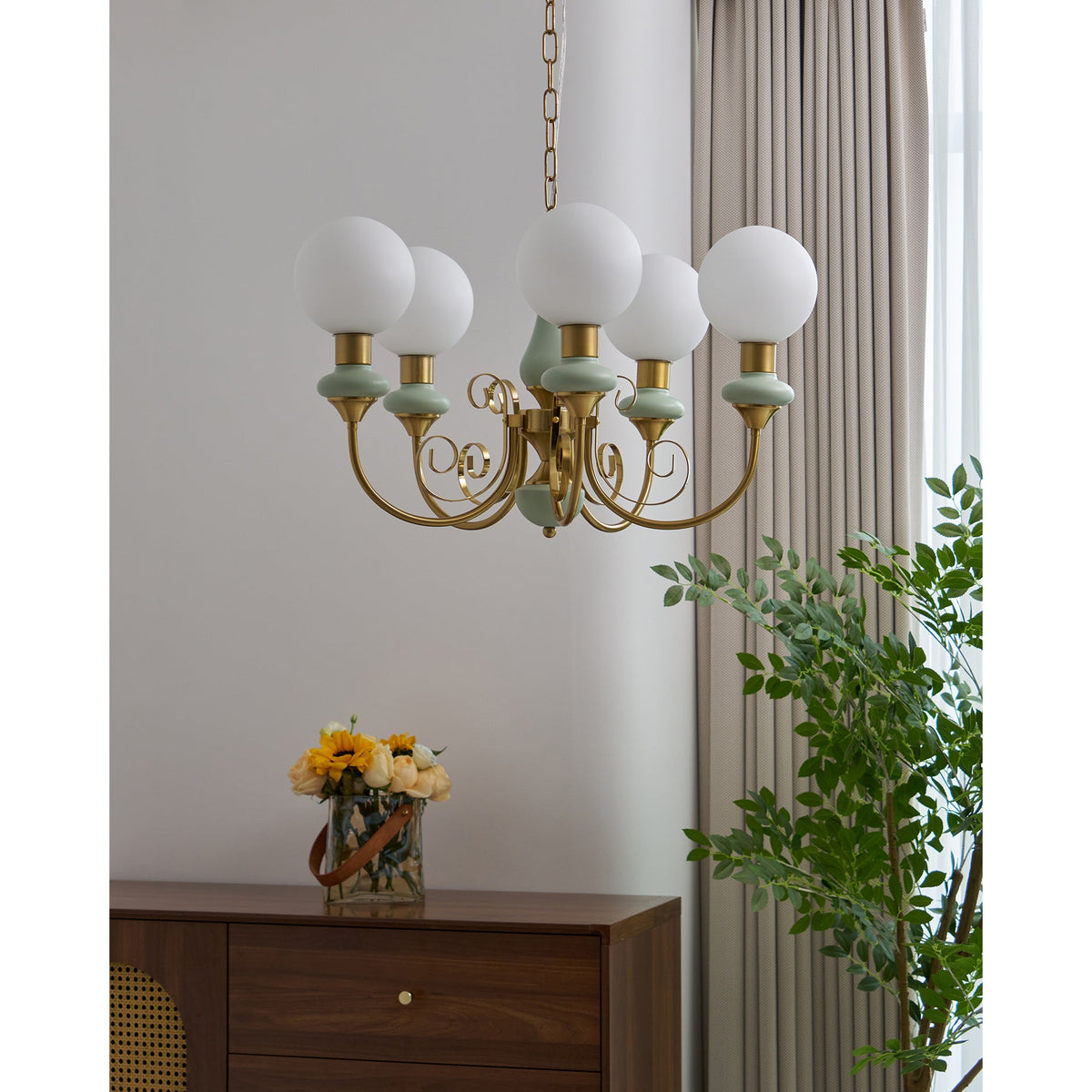 Onyx Iron & Glass Globe Chandelier