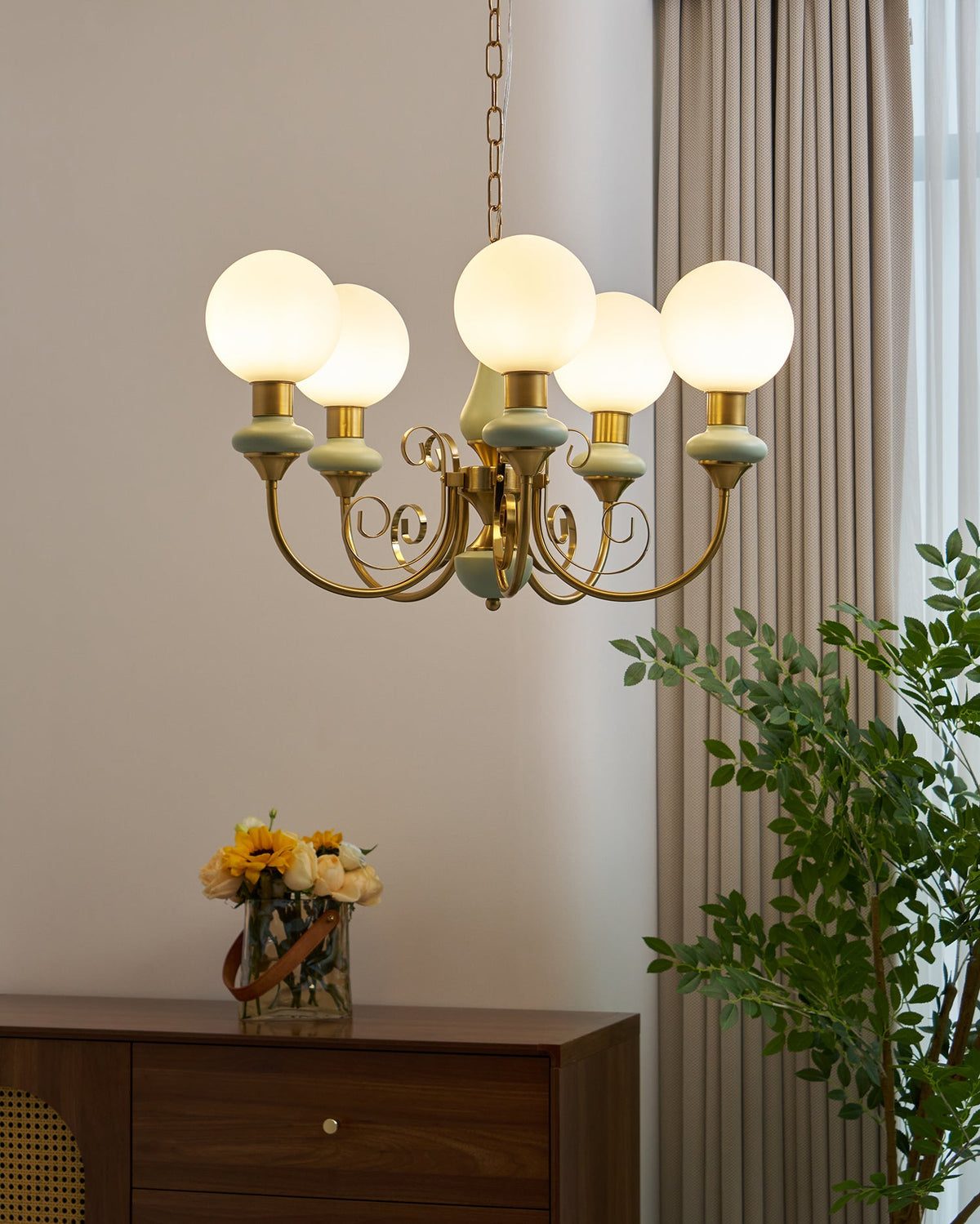 Onyx Iron & Glass Globe Chandelier