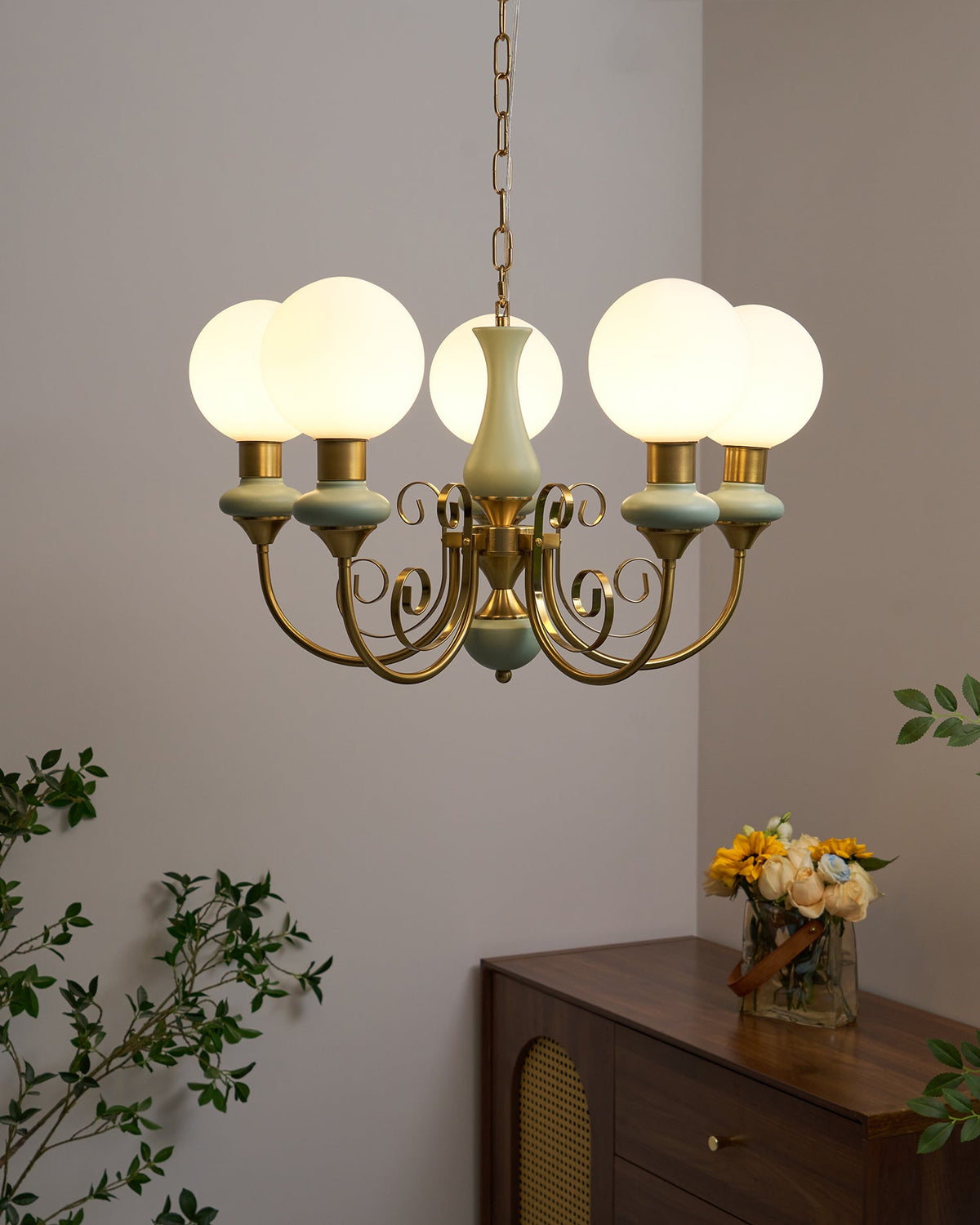 Onyx Iron & Glass Globe Chandelier