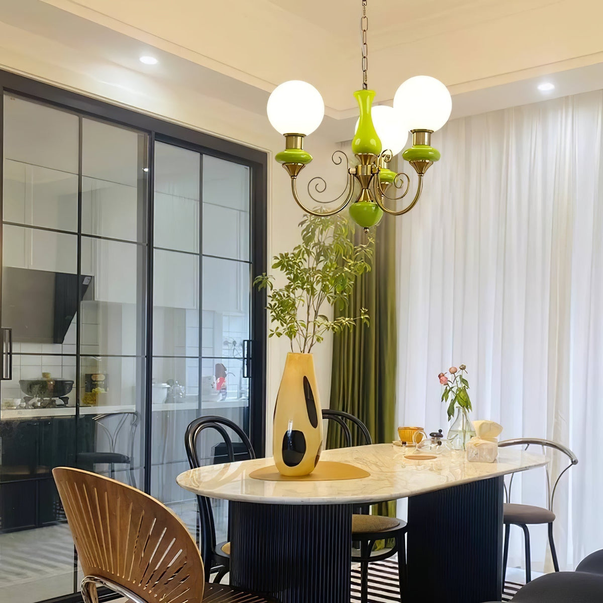 Onyx Iron & Glass Globe Chandelier