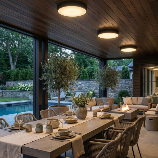 Waterproof Flush Mount Ceiling Light IP65 | LED Indoor Outdoor Fixture Ceiling Lights