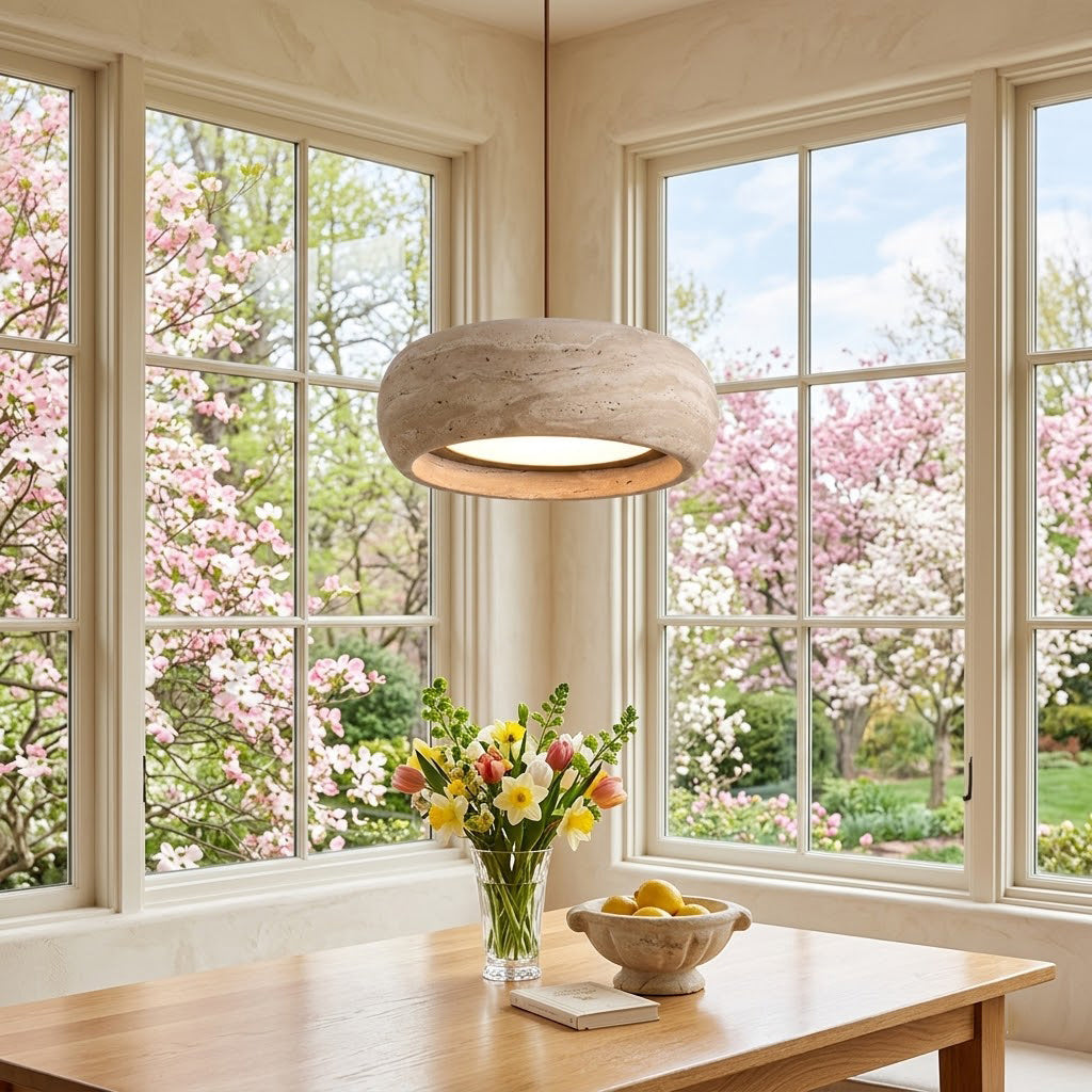 Travertine Drum Pendant Light