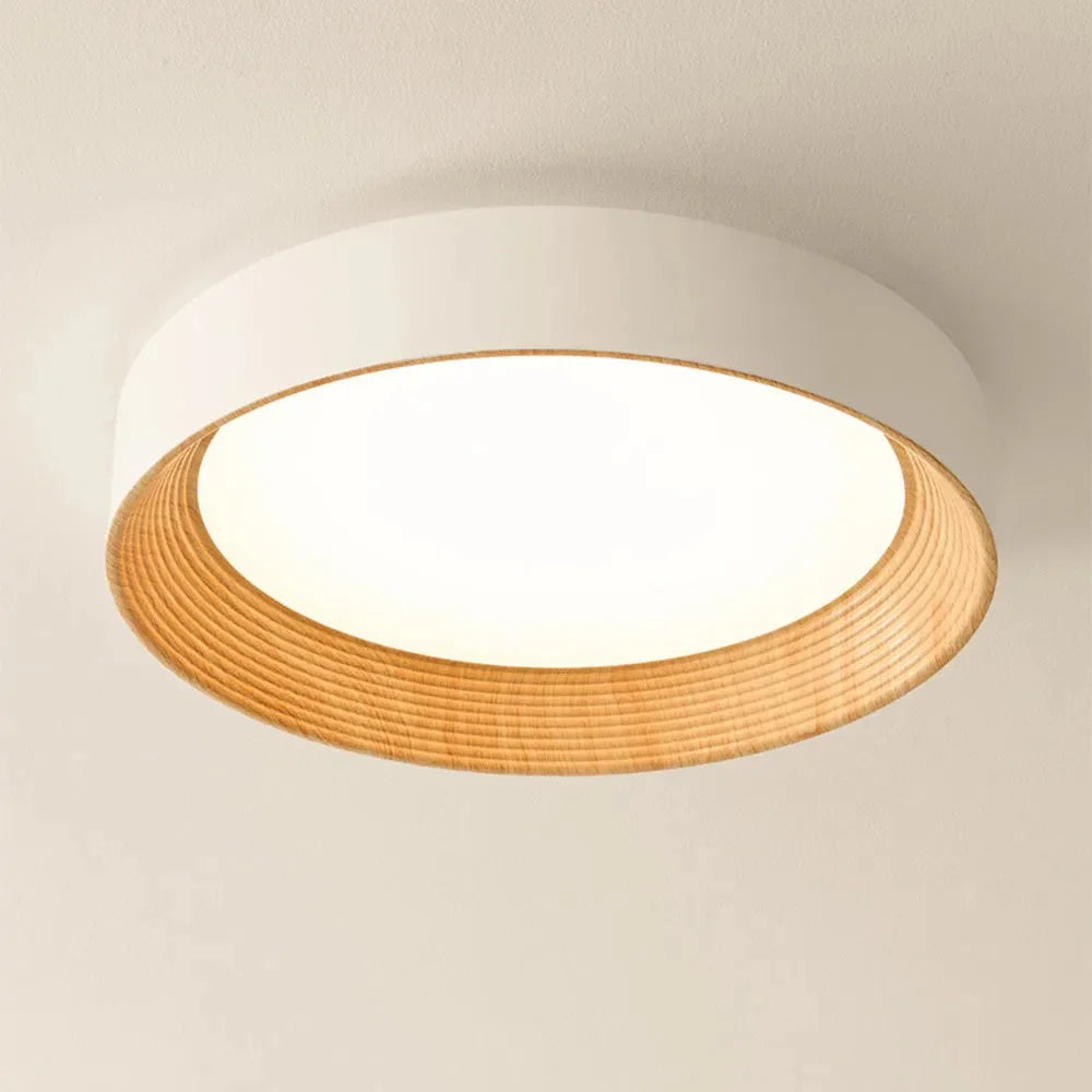 Remy Round LED Flush Mount Ceiling Light, Wood-Tone