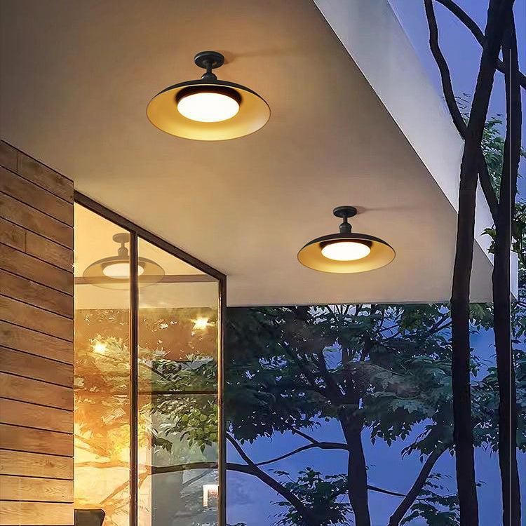 Outdoor Waterproof Ceiling Light IP65 | Black Round Semi Flush Mount Fixture for Patio Porch Lighting Outdoor Lighting