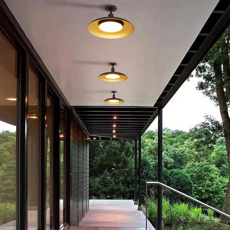 Outdoor Waterproof Ceiling Light IP65 | Black Round Semi Flush Mount Fixture for Patio Porch Lighting Outdoor Lighting