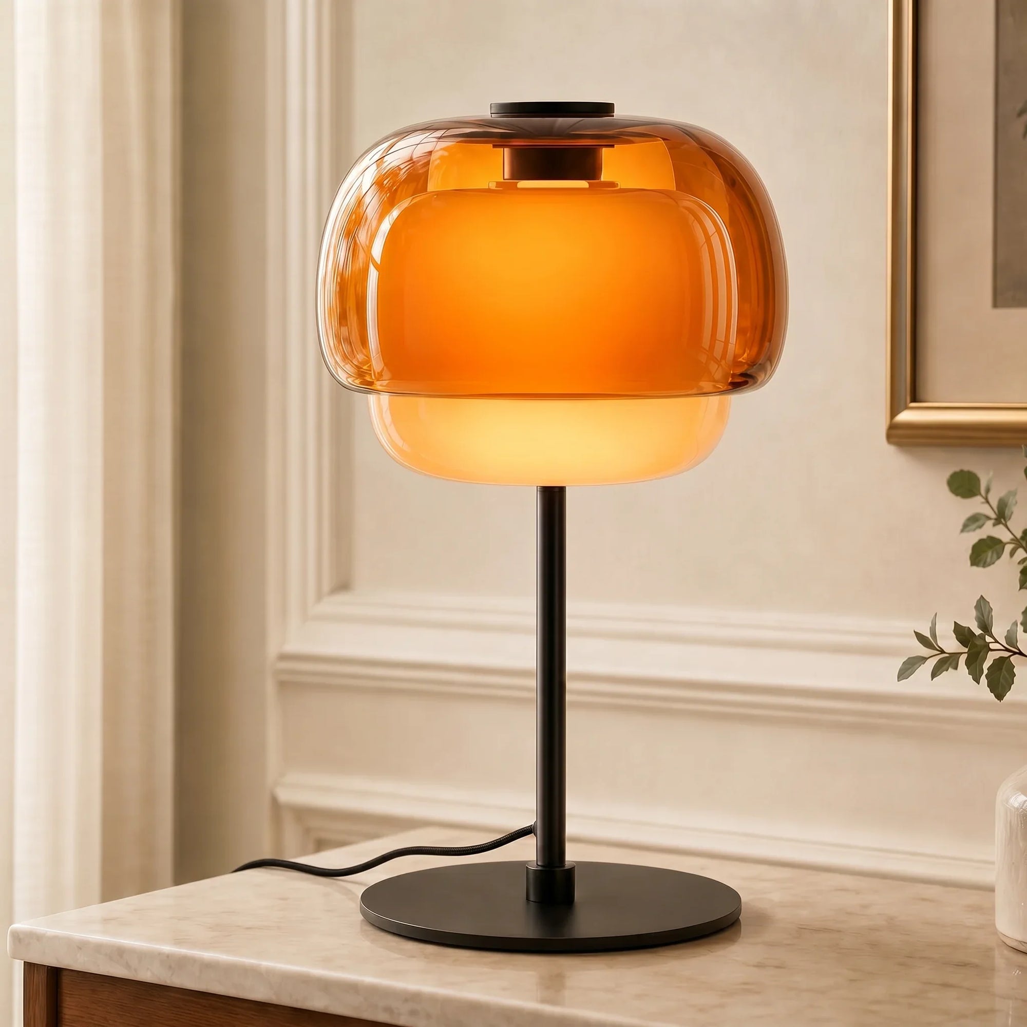 Sanae Double-Dome Colored Glass Accent Table Lamp, 16 in