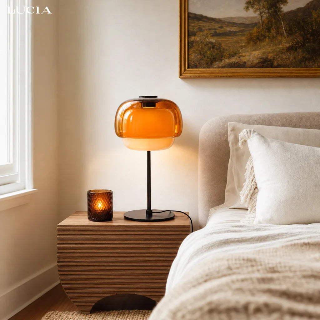 Sanae Double-Dome Colored Glass Accent Table Lamp, 16 in