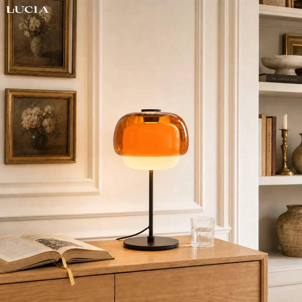 Sanae Double-Dome Colored Glass Accent Table Lamp, 16 in