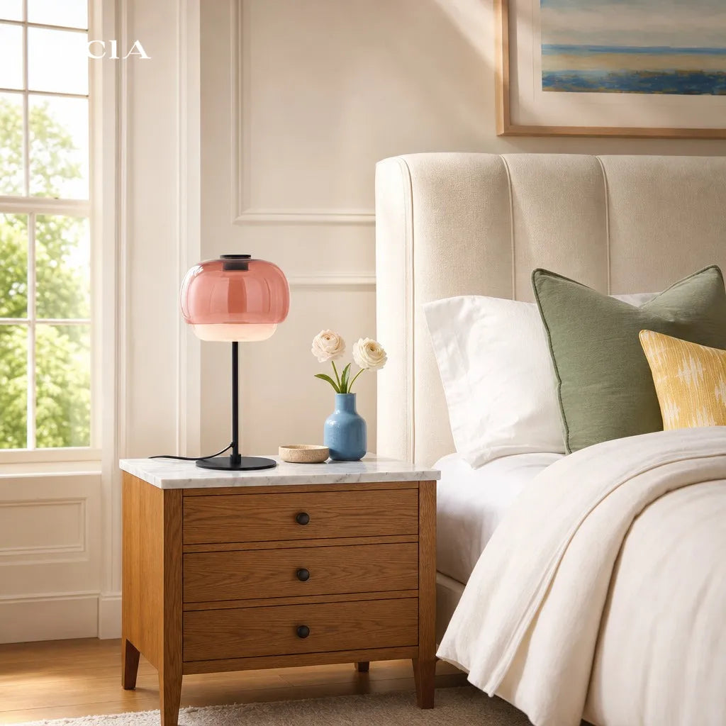 Sanae Double-Dome Colored Glass Accent Table Lamp, 16 in