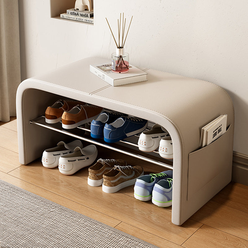 Scandinavian Shoe Storage Bench - 1-Tier Faux Leather Shoe Rack for Entryway Shoe Storage Benches