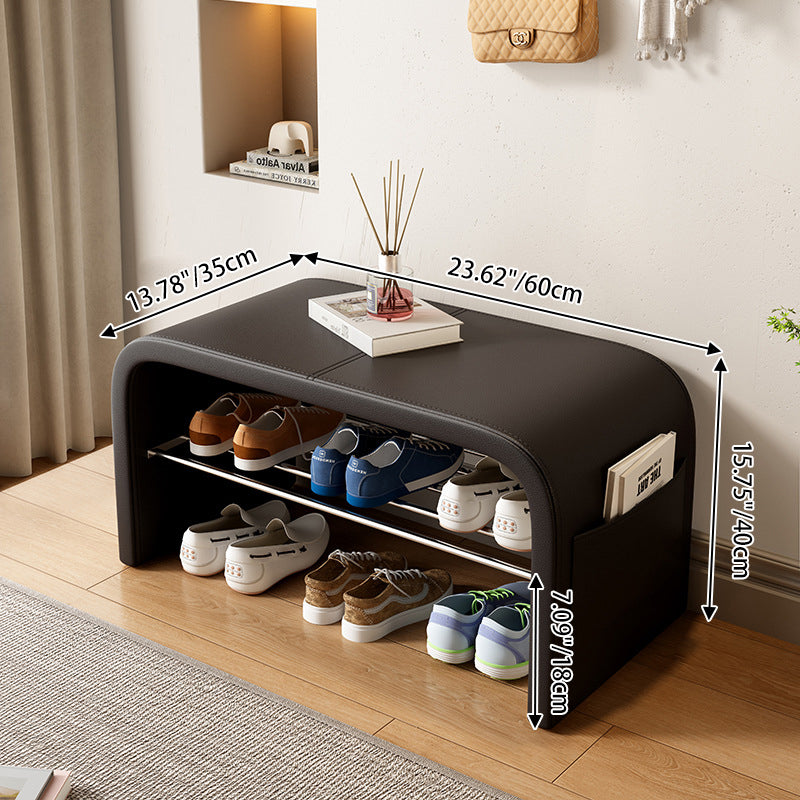 Scandinavian Shoe Storage Bench - 1-Tier Faux Leather Shoe Rack for Entryway Shoe Storage Benches