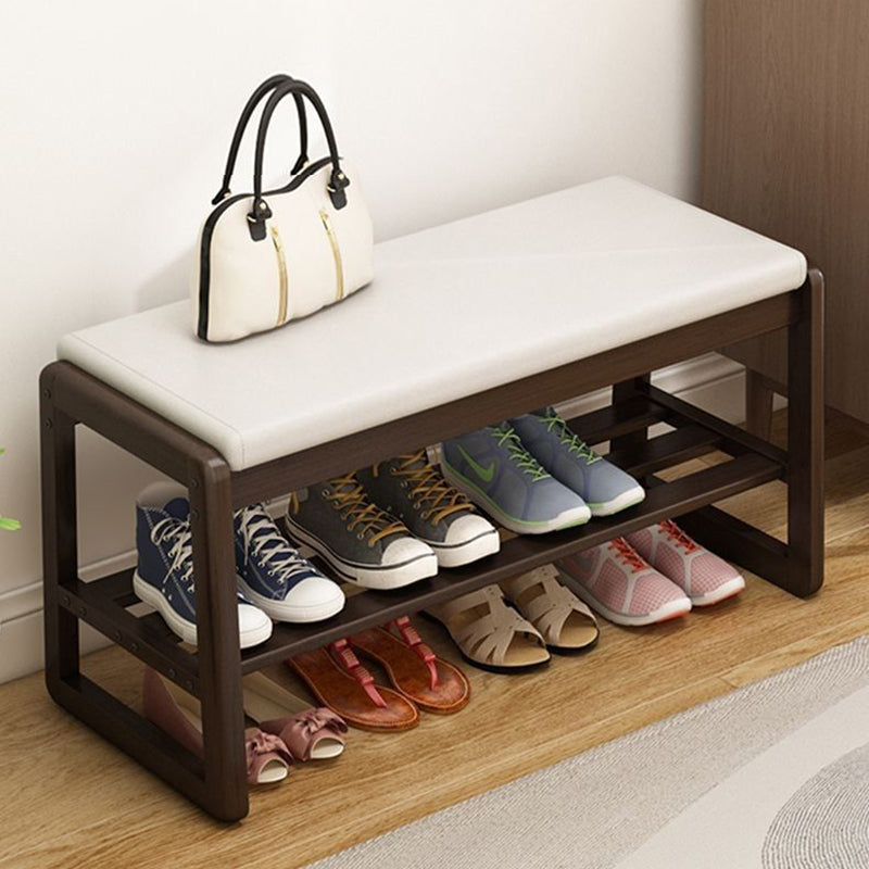 Scandinavian Shoe Rack Storage - Solid Wood with Tech Cloth Top for Entryways Shoe Storage