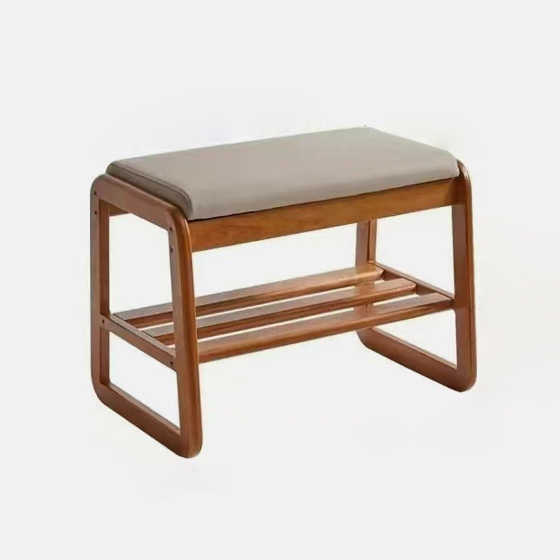 Scandinavian Shoe Rack Storage - Solid Wood with Tech Cloth Top for Entryways Shoe Storage