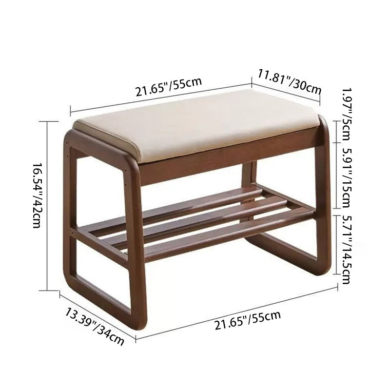 Scandinavian Shoe Rack Storage - Solid Wood with Tech Cloth Top for Entryways Shoe Storage