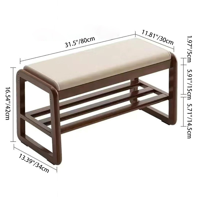 Scandinavian Shoe Rack Storage - Solid Wood with Tech Cloth Top for Entryways Shoe Storage