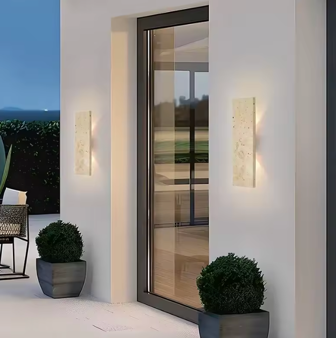 LED Outdoor Wall Sconce | Waterproof Natural Stone Light Fixture for Exterior Walls Outdoor Lighting