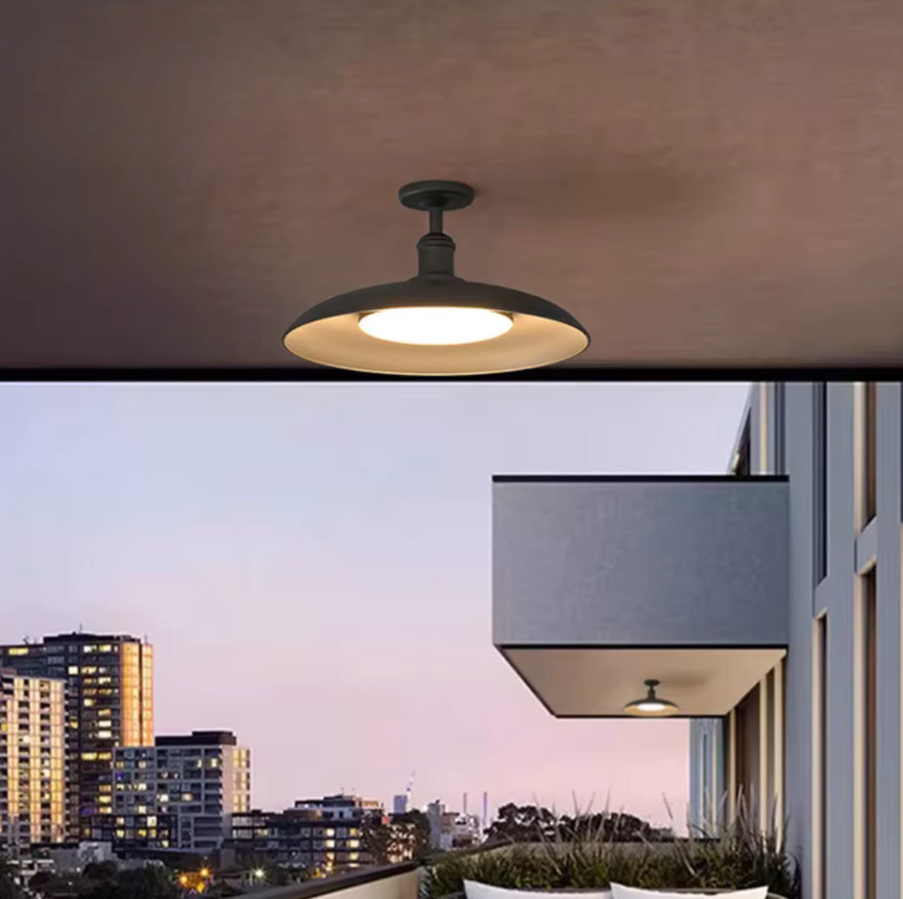 Outdoor Waterproof Ceiling Light IP65 | Black Round Semi Flush Mount Fixture for Patio Porch Lighting Outdoor Lighting