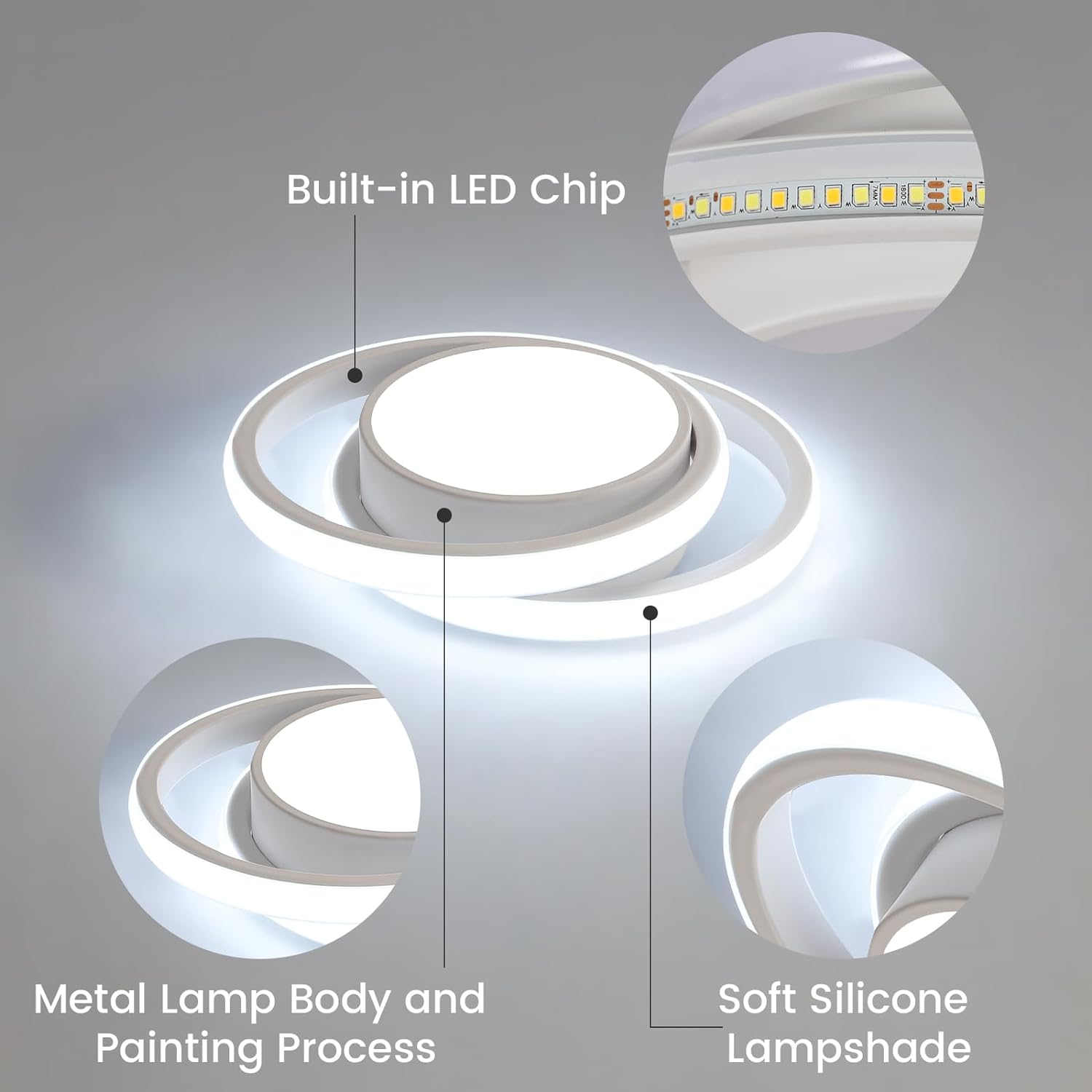 Sleek Double Ring Flush Mount Ceiling Light - Modern LED Fixture Lamps & Light Fixtures