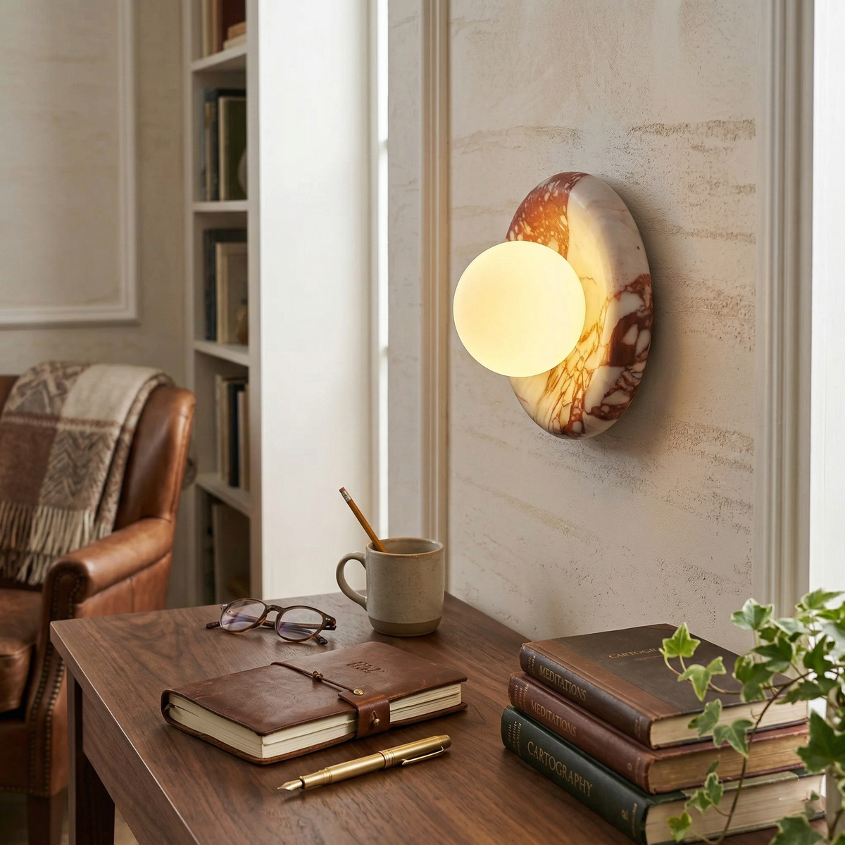 Orli Red Marble Wall Sconce
