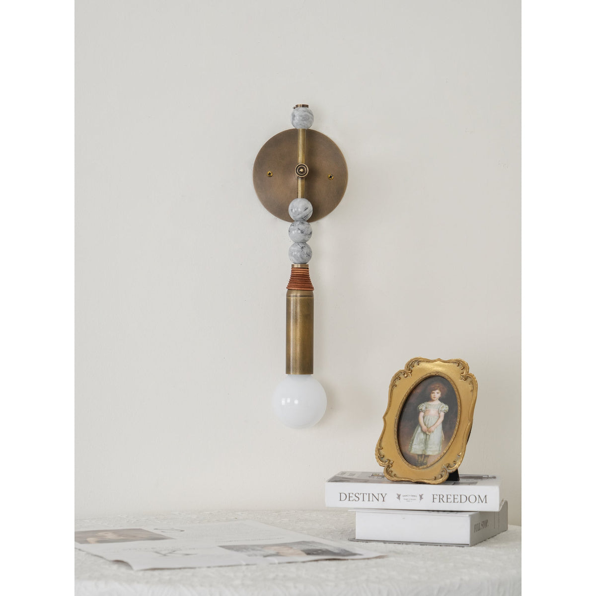 Toam Brass & Marble Wall Lamp