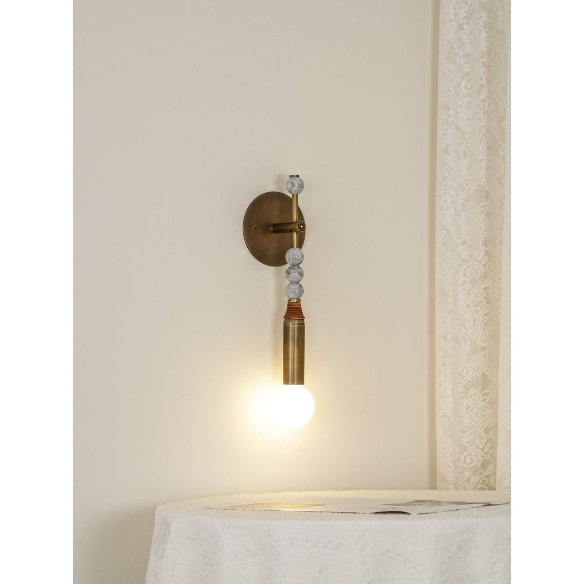Toam Brass & Marble Wall Lamp
