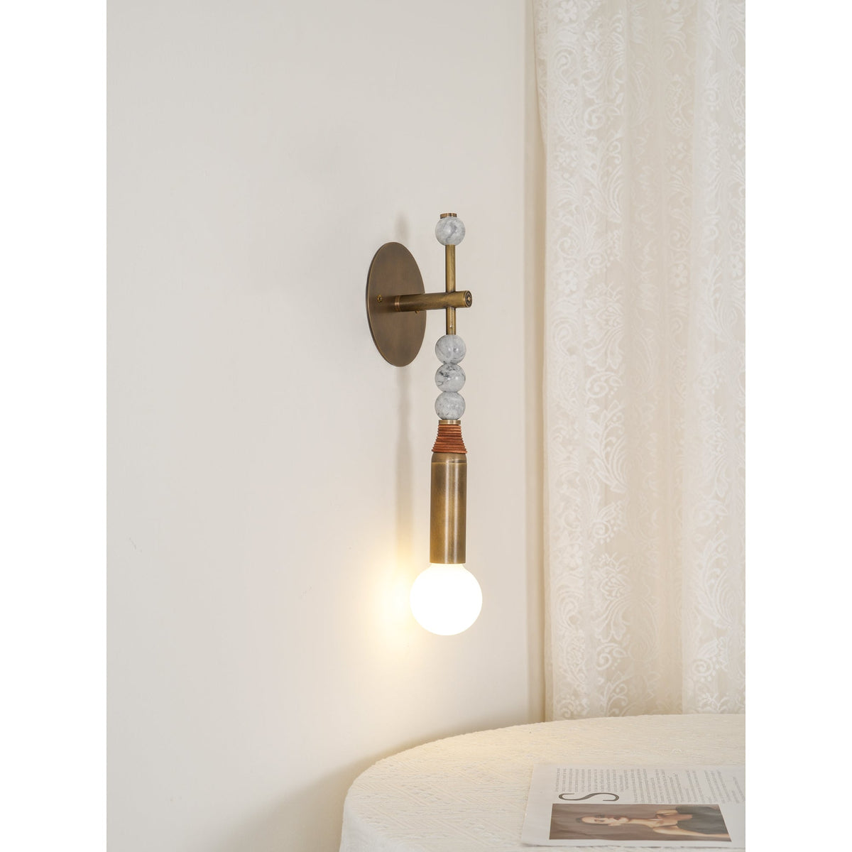 Toam Brass & Marble Wall Lamp