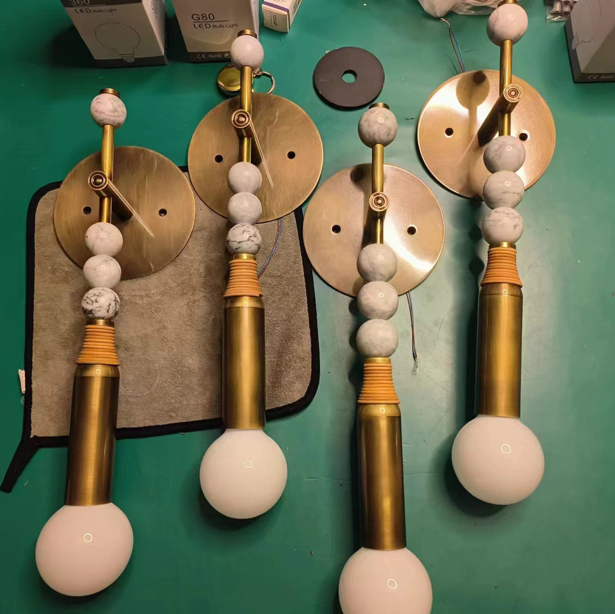 Toam Brass & Marble Wall Lamp